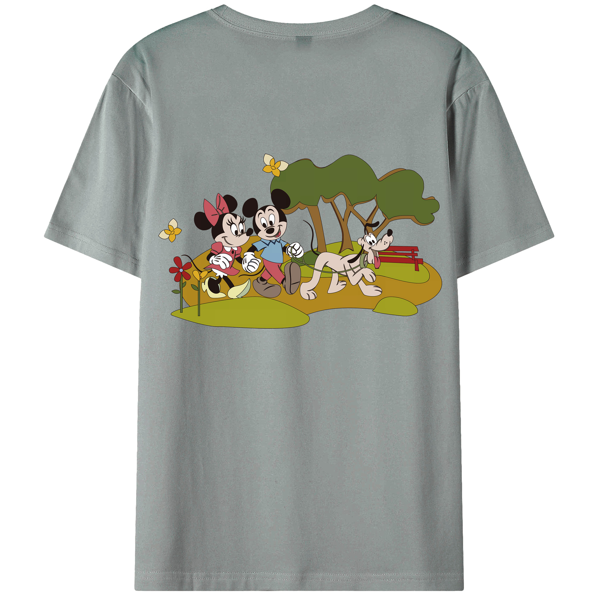 （画像用） ミッキーマウス Mickey Mouse 綿100％ メンズ半袖Tシャツ（バックプリント） 通気性